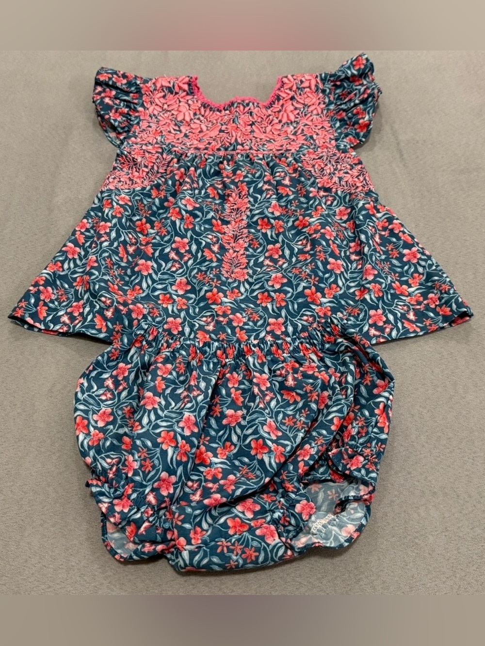 Six Honeybees pink and blue floral bloomer set